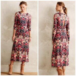 Sam & Lavi‎ Anthropologie Selma Dress Midi Floral Graphic Size XS Peekaboo Back